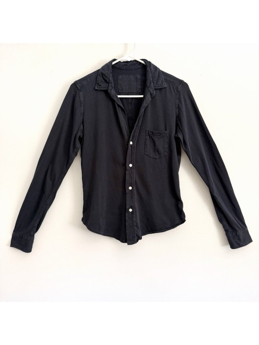 Frank & Eileen Tee Lab Black Barry Shirt Long Sleeve Button Cotton Jersey Sz XS